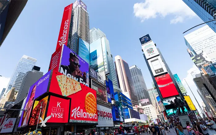 Kellanova Brand on electric boards in Times Square NYC