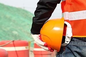 Person holding hardhat